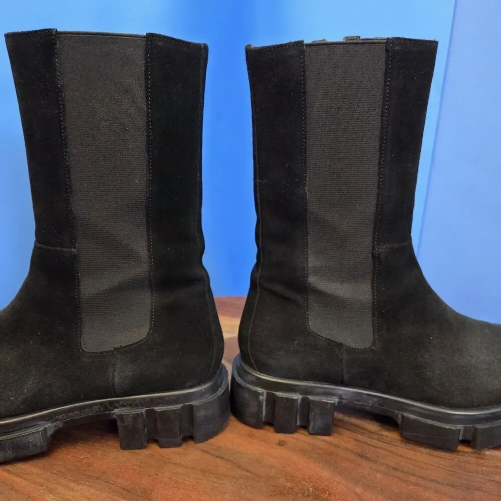 FREE PEOPLE Brooks Chelsea Boots Women's 9 (EU39) Black Suede Lug Sole